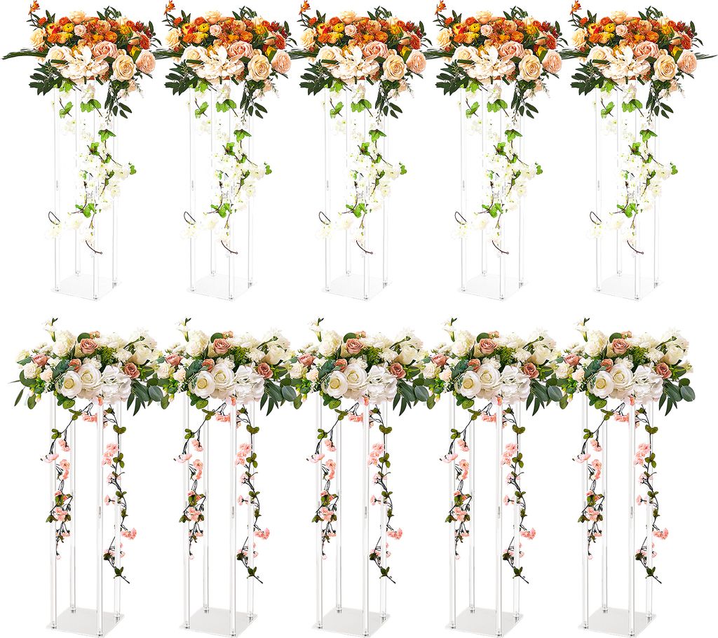 VEVOR Blumenständer 10er-Set 20x20x60cm Acryl-Laminat Pflanzenständer Metallständer für Bars Hotels Cafés
