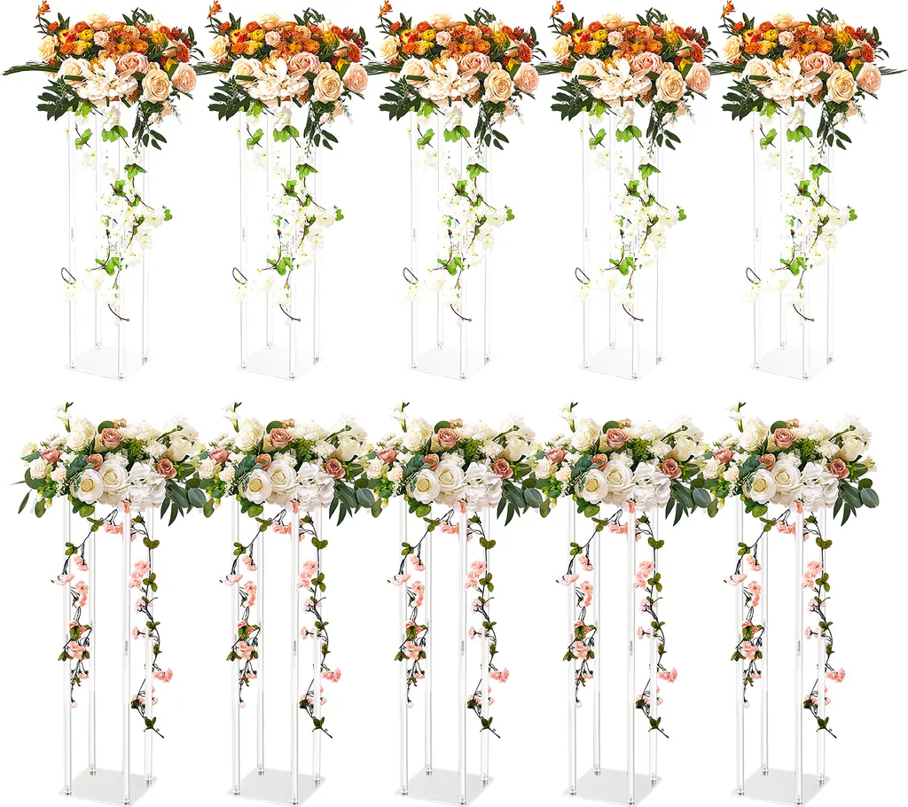 Colonnes de Fleurs 60cm en Acrylique et Métal Noir pour Mariages