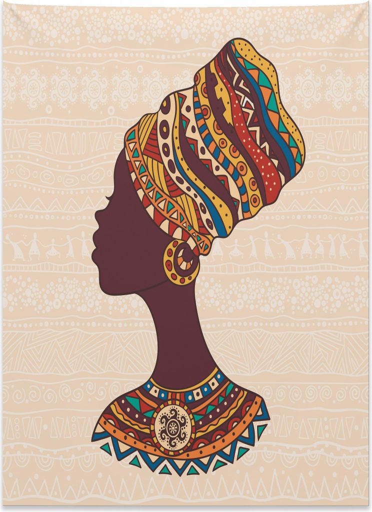 Abakuhaus Stammes Wandteppich, Afrikanische ethnische Frau aus Weiches Mikrofaser Stoff Kein Verblassen Klare Farben Waschbar, 110 x 150 cm, Braun ...