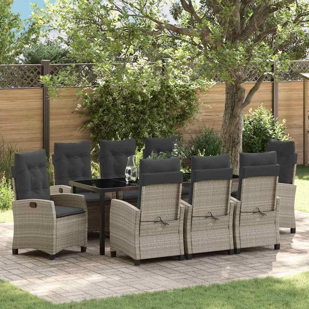 Maison Exclusive - Garten Essgruppe mit Kissen 9 pcs Hellgrau Poly-Rattan
