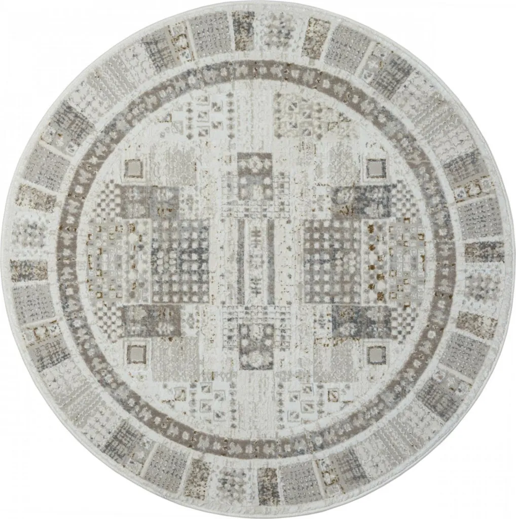 Grand Tapis de Sol Rond 120 cm Crème My Kashkuly Design Moderne