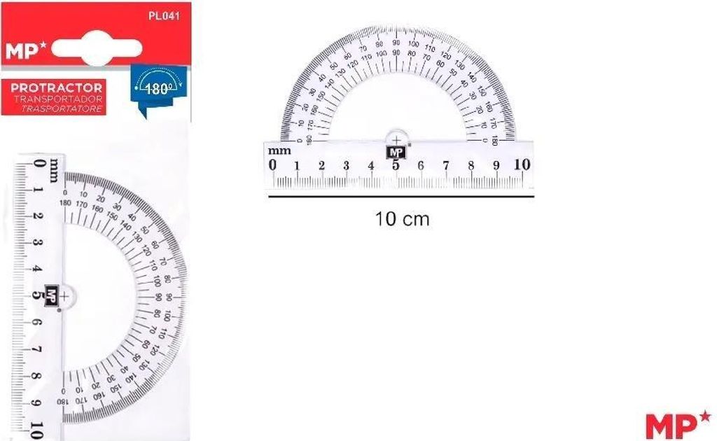 MP Winkelmesser transparent 180 Grad mit 10 cm Lineal