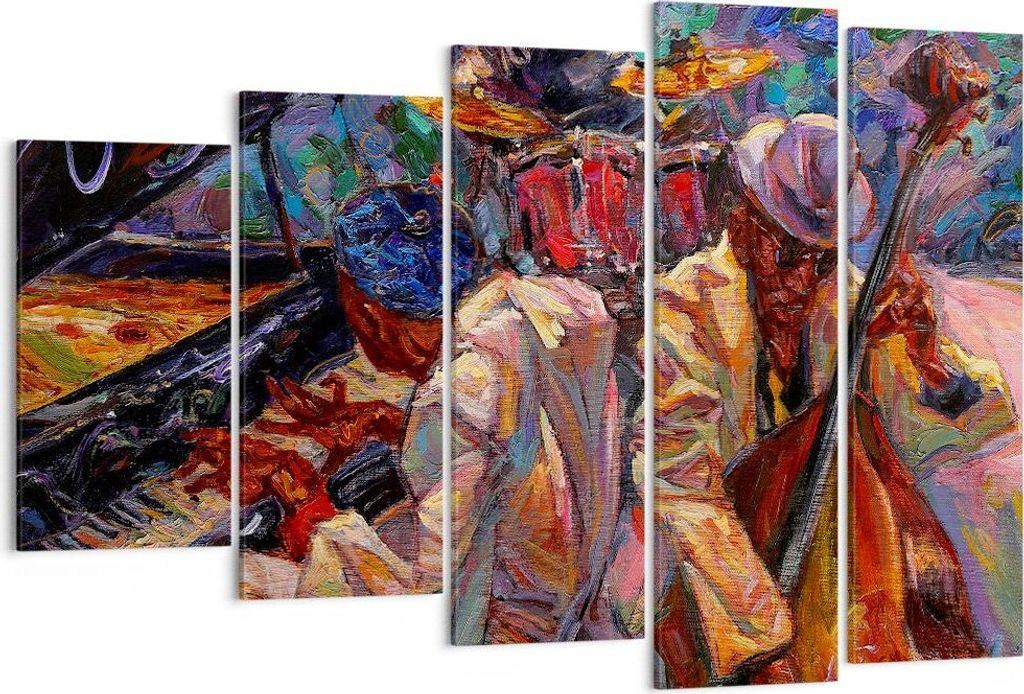 Bild auf Leinwand - Leinwandbild - Jazz Musik Band - 150x100cm - Wand Bild - Wanddeko - Wandbilder - Leinwanddruck - Bilder - Kunstdruck - Wanddeko...
