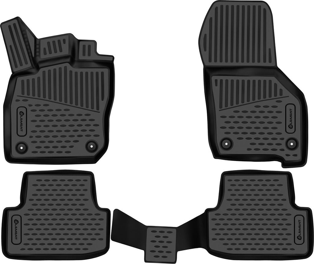 Fussmatten Set Element TPE Gummi 3D, wasserdicht, hoher Rand, rutschfest, passgenau – kompatible mit VOLKSWAGEN Golf (VIII) 2019 -, Hatchback Hyb...