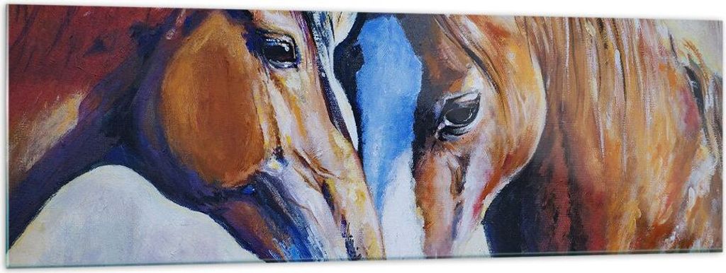 Bilder auf glas - Pferd Tier Bindung - 160x50cm - Glasbilder - Wandbilder - Kunstdruck - zum Aufhängen bereit - Wanddekoration aus Glas - Glas Bil...