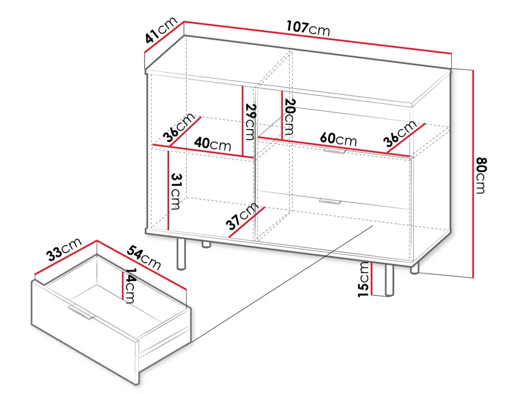 Commode combinée STELLA cachemire - Meuble de rangement avec tiroirs - 6