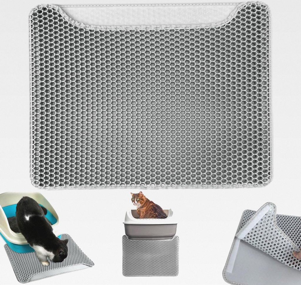 Matte Katzenklo Unterleger,40x50cm Katzenmatte Katzenklo,Doppelschichtiger Katzenklo Matte,Klettverschluss Katzenstreumatte,Leicht zu Reinigen,Ruts...