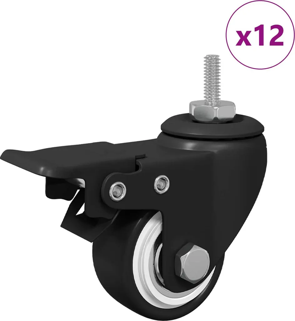 Roulettes M6 x 37 mm en Nylon et Fer Haute Résistance - Noir G012