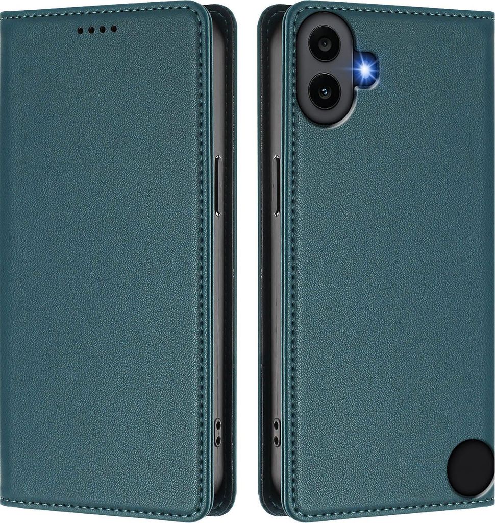 Handyhülle für Nothing CMF Phone 1, Kunstleder Klapphülle Stoßfeste Magnetische Hülle mit Ständer Grün