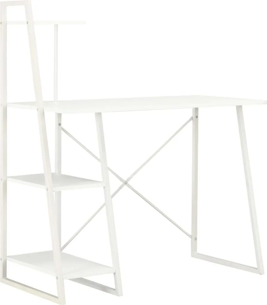 Bureau d'ordinateur blanc avec bibliothèque intégrée 102 cm - vidaXL