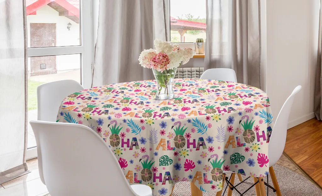 Tovaglia Circolare ABAKUHAUS 150cm - Decoro Tropicale per Interni
