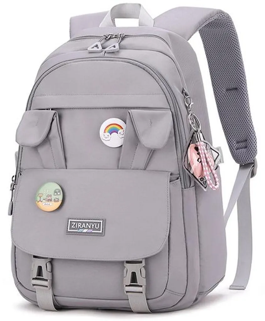Sac à dos fille gris 15,6 pouces ergonomique et résistant grand volume