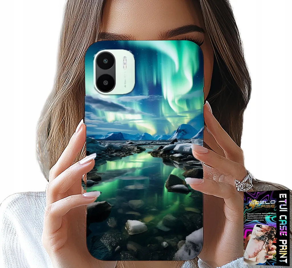Custodia Xiaomi Redmi A1 Alaska Aurora Borealis + Vetro Temperato 9H
