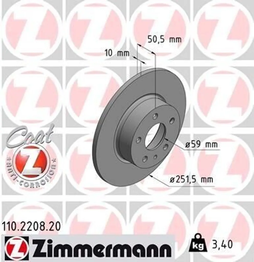 Disque de frein ZIMMERMANN 110.2208.20 pour Alfa Romeo 147 156 et 164