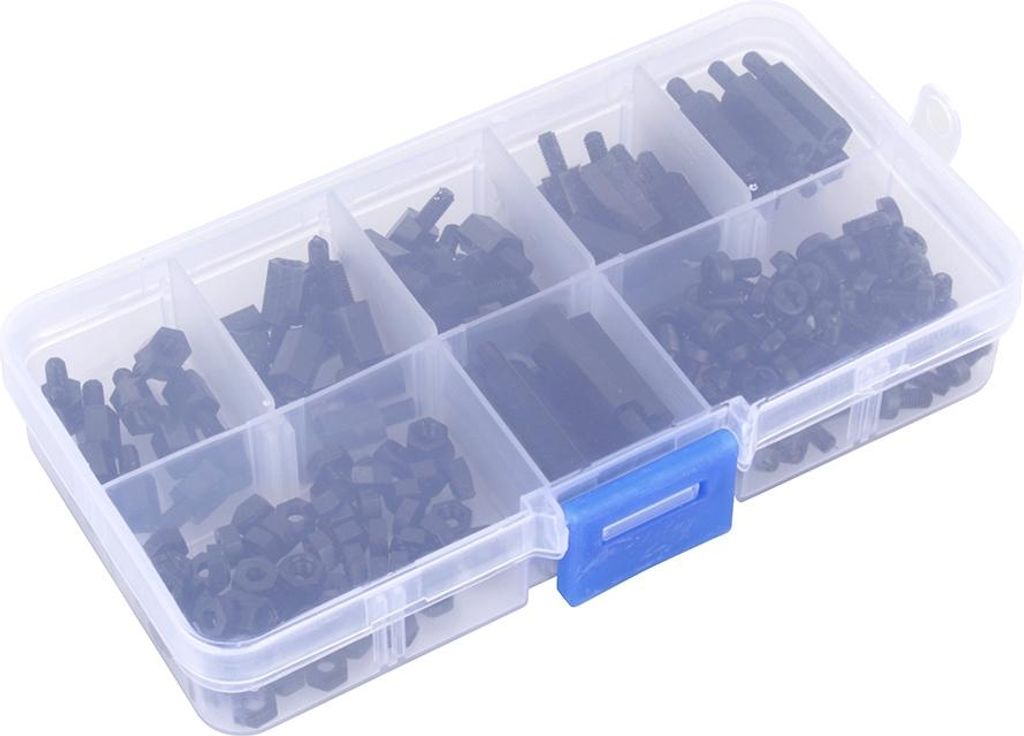 180 Stück schwarzes Nylon M3 Sechskantsäule männlich weiblich Abstandshalter Schraubenmutter Kit Box
