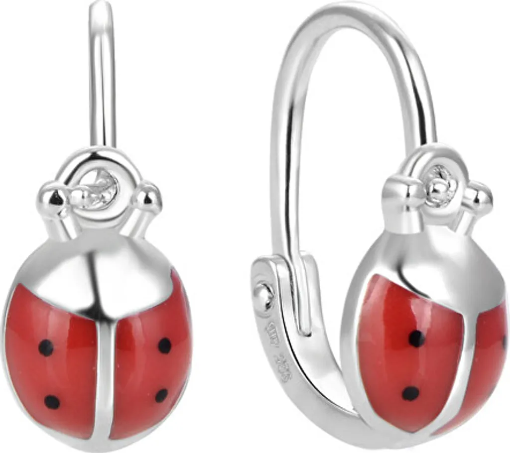 Boucles d'oreilles Coccinelles Argent et Émail AGUC2049D Anti-Allergie