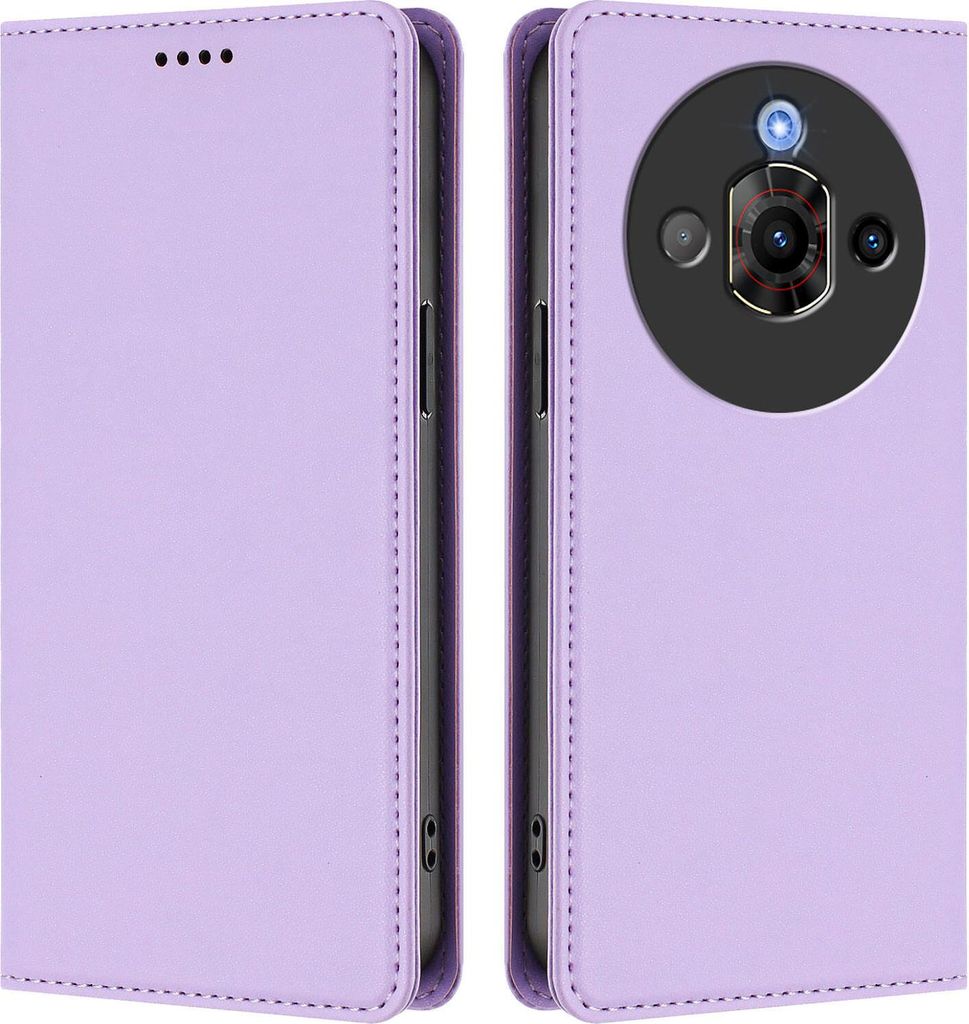Handyhülle für ZTE Nubia Focus Pro 5G, Kunstleder Klapphülle Stoßfeste Magnetische Hülle mit Ständer Violett