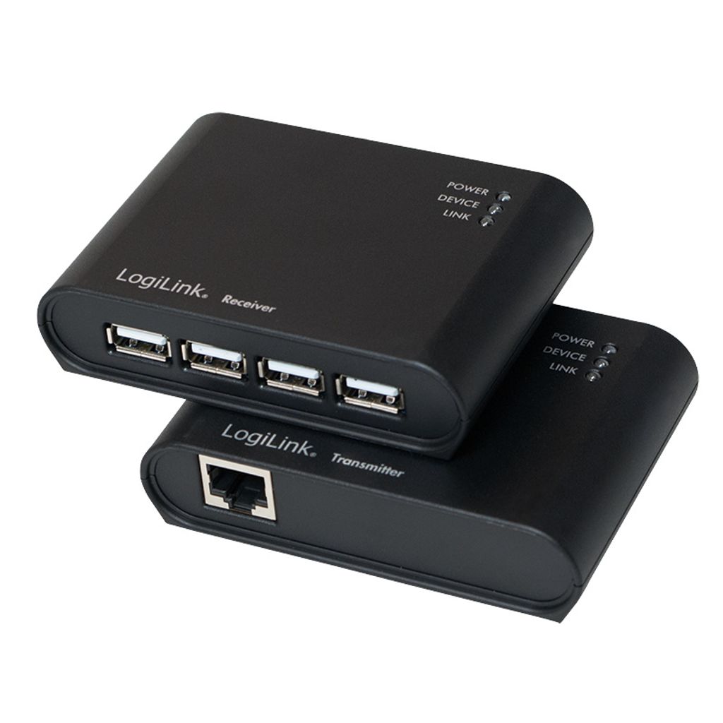 LogiLink USB 2.0-CAT5-Extender 4-Port USB-Hub schwarz