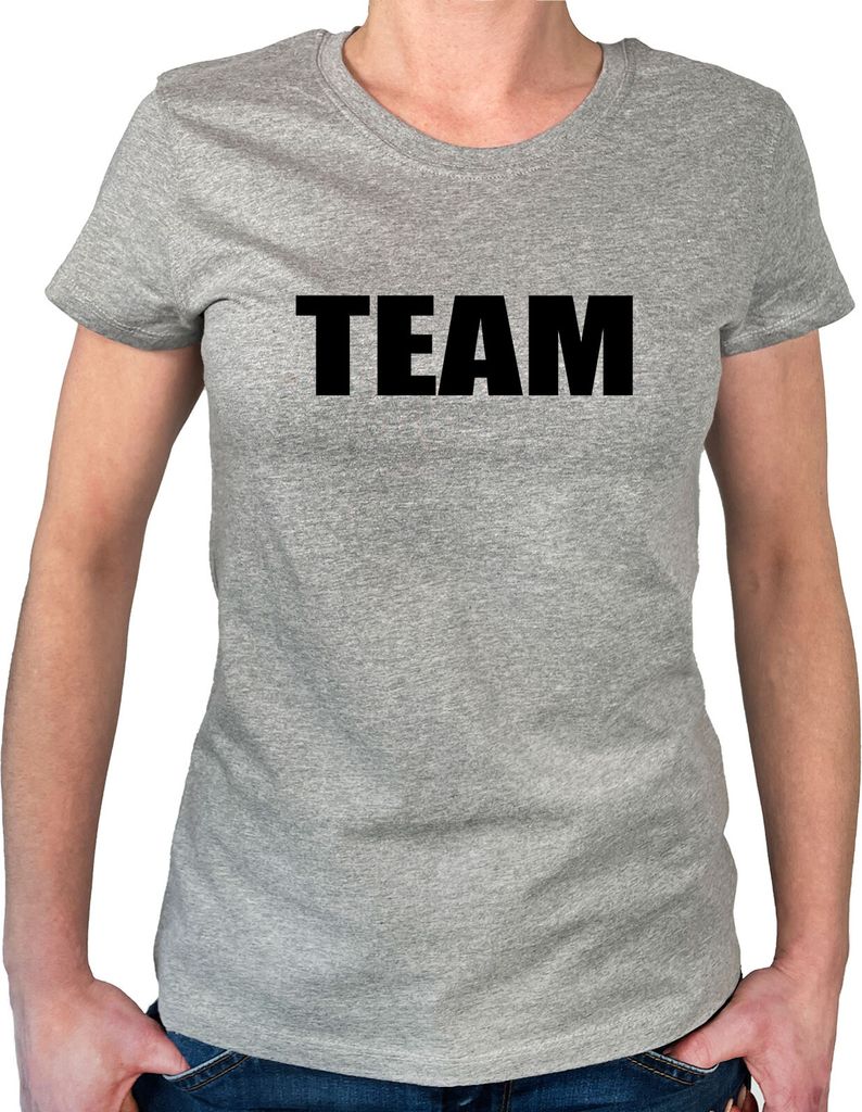 Huuraa Damen T-Shirt Team Schriftzug XXL Sport Grey Bio Baumwolle Fairtrade Damenshirt Geschenkidee