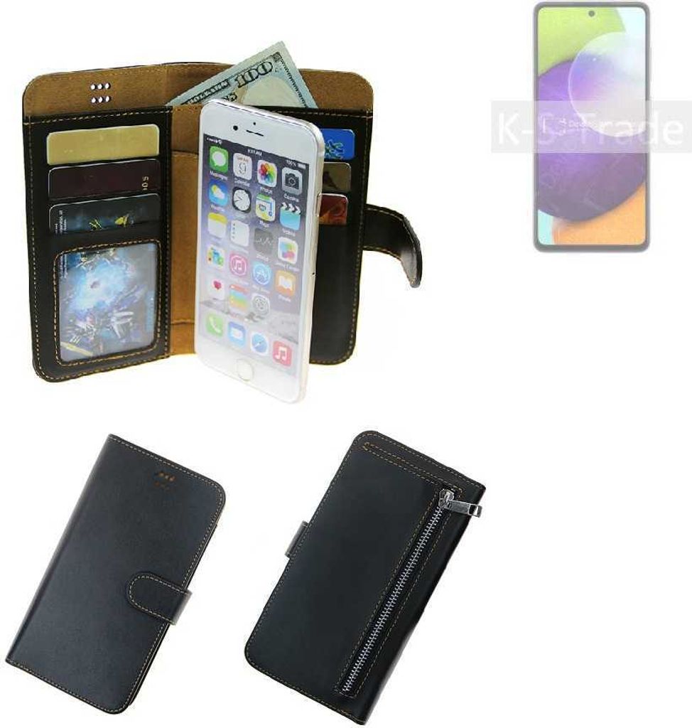 K-S-Trade Schutz Hülle kompatibel mit Samsung Galaxy A52 Klapphülle Case Phone cover Slim Handytasche Handy Hülle schwarz aus Kunstleder (1 Stk)