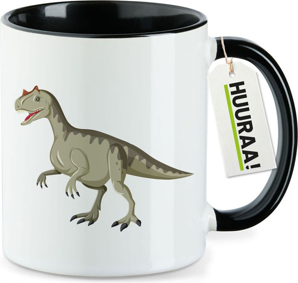 Huuraa Kaffeetasse Allosaurus Dinosaurier 330ml Schwarz Keramik Kaffeebecher Geschenkidee