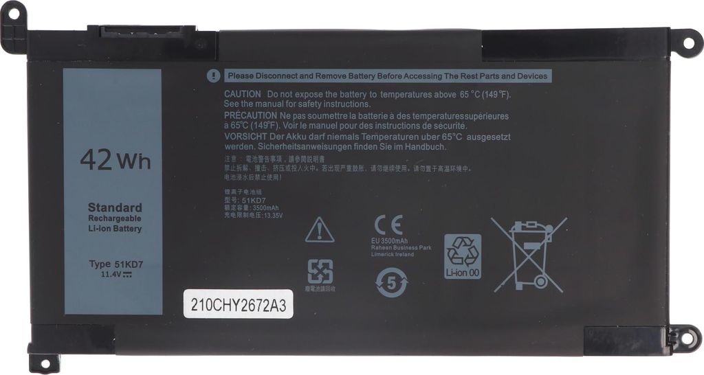 Akku passend für Dell ChromeBook 3180, Li-Polymer, 11,4V, 3684mAh, 42Wh