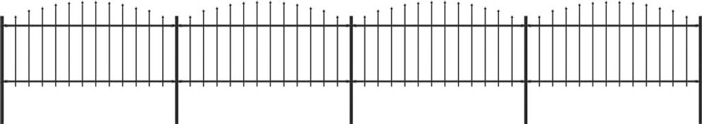 Gartenzaun mit Speerspitze Stahl 714,5 x 75 cm Schwarz