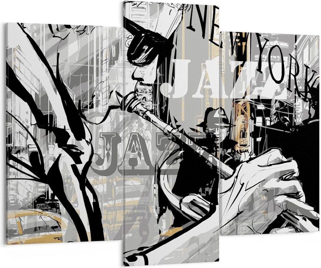Bild auf Leinwand - Leinwandbild - Jazz Musik Musiker - 130x100cm - Wand Bild - Wanddeko - Leinwanddruck - Bilder - Kunstdruck - Wanddekoration - L...