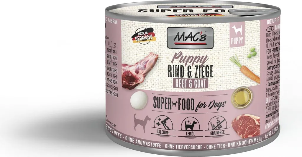 MAC's Dog Puppy Manzo & Capra 200g - Senza Cereali, Solo Carne Vera