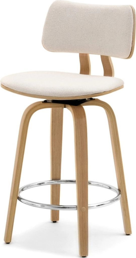 Tabouret de bar pivotant IBELINA - crème / chêne Image du produit 