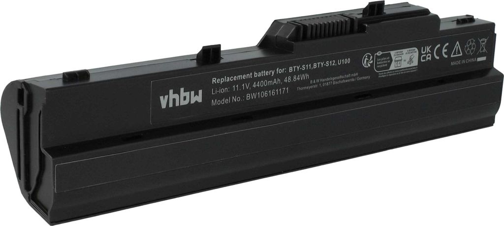 vhbw Akku kompatibel mit Athec Netbook LUG N011 Notebook (4400 mAh, 11,1 V, Li-Ion)