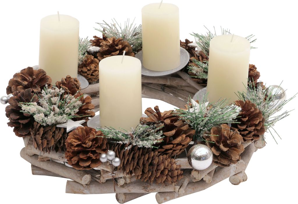 Adventskranz HWC-M15, Adventsgesteck Tischkranz Produktbild
