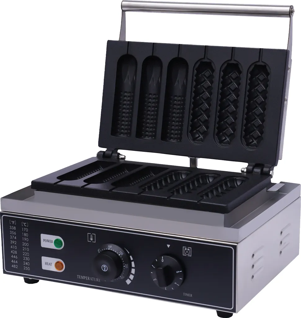 Gaufrier automatique en acier inoxydable avec minuterie pour 6 gaufres