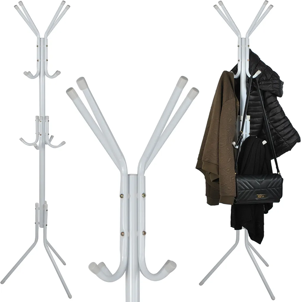 Vestiaire d'entrée blanc 175cm avec 12 patères métal style moderne