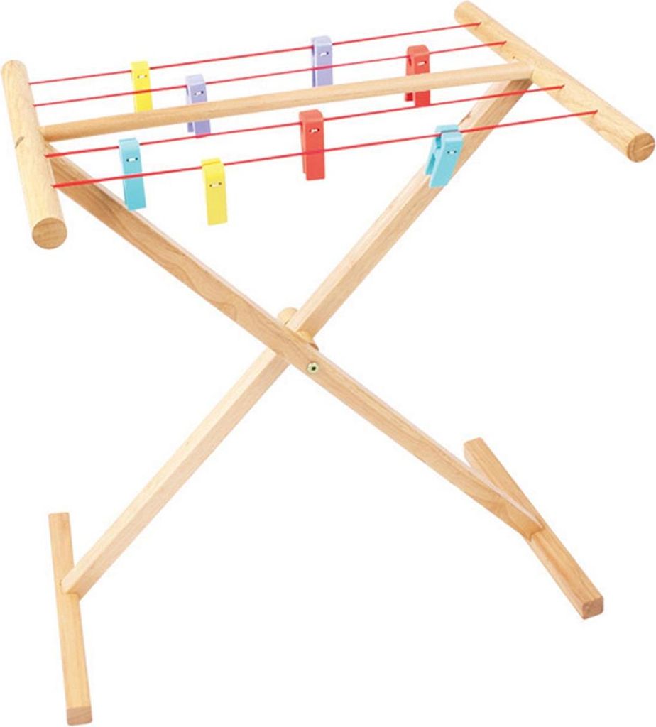 BigJigs Holz Wäscheständer Spielzeug - bunter Trockenständer für Kinder