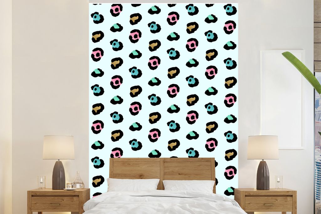 MuchoWow Fototapete für Wohnzimmer oder Schlafzimmer Wandtapete Vinyl Motivtapete Farben - Pantherdruck - Muster - 160x240 cm - Vinyltapete
