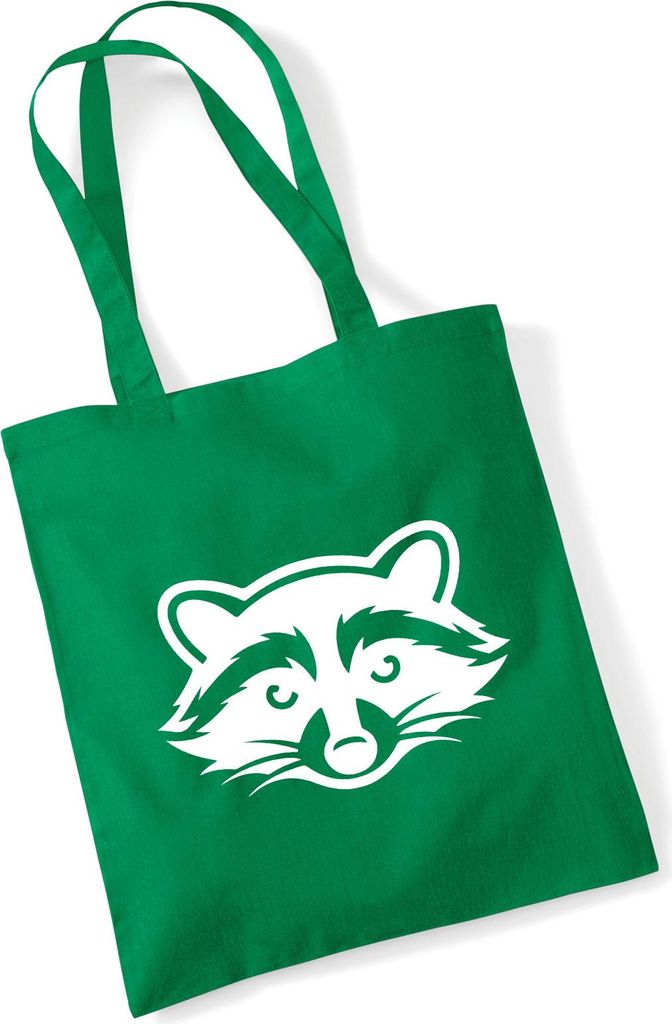Huuraa Jutebeutel Waschbär Silhouette 10 Liter Kelly Green Baumwolle Tasche Geschenkidee
