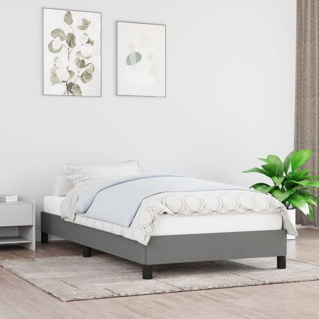 Rama Łóżka, Ciemnoszara, 90X200 Cm, Tapicerowana Tkaniną Zdjęcie produktu 