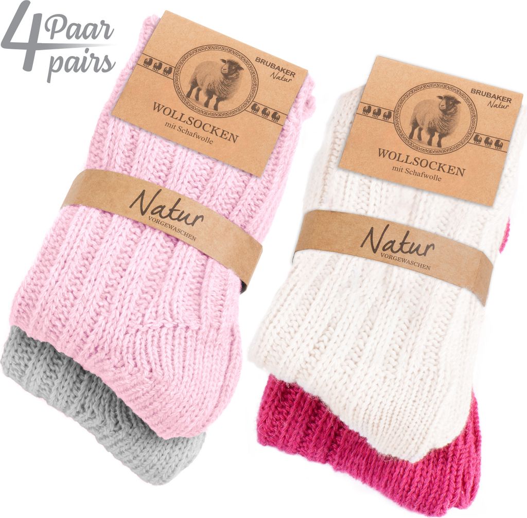 Brubaker 2 Paia Calzini Da Letto Morbidi E Caldi - Beige E Bianco, Traspiranti, Taglie 35-38 E 39-42