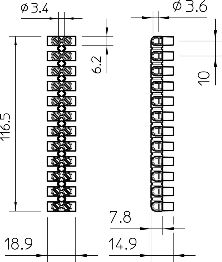 Borne de connexion à vis 6mm² blanche OBO Bettermann 74/CE lot de 10pcs