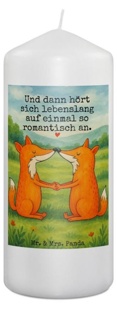 Mr. & Mrs. Panda Kerze Füchse Liebe Design 19 x 8 cm - Weiß - Geschenk, Ehe, Partner, Freundin, Fuchs, Stumpenkerze, Zylinderkerze, Erinnerungske...