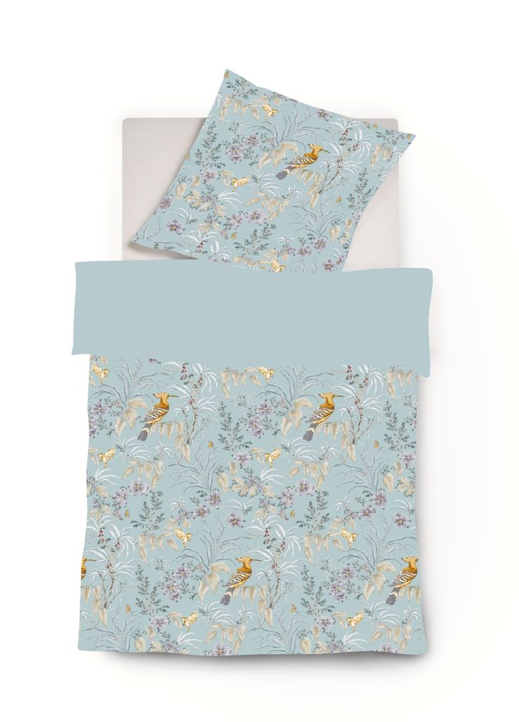 Fleuresse Black Premium Schweizer Satin Bettwäsche mit Uni Wendeseite hellblau