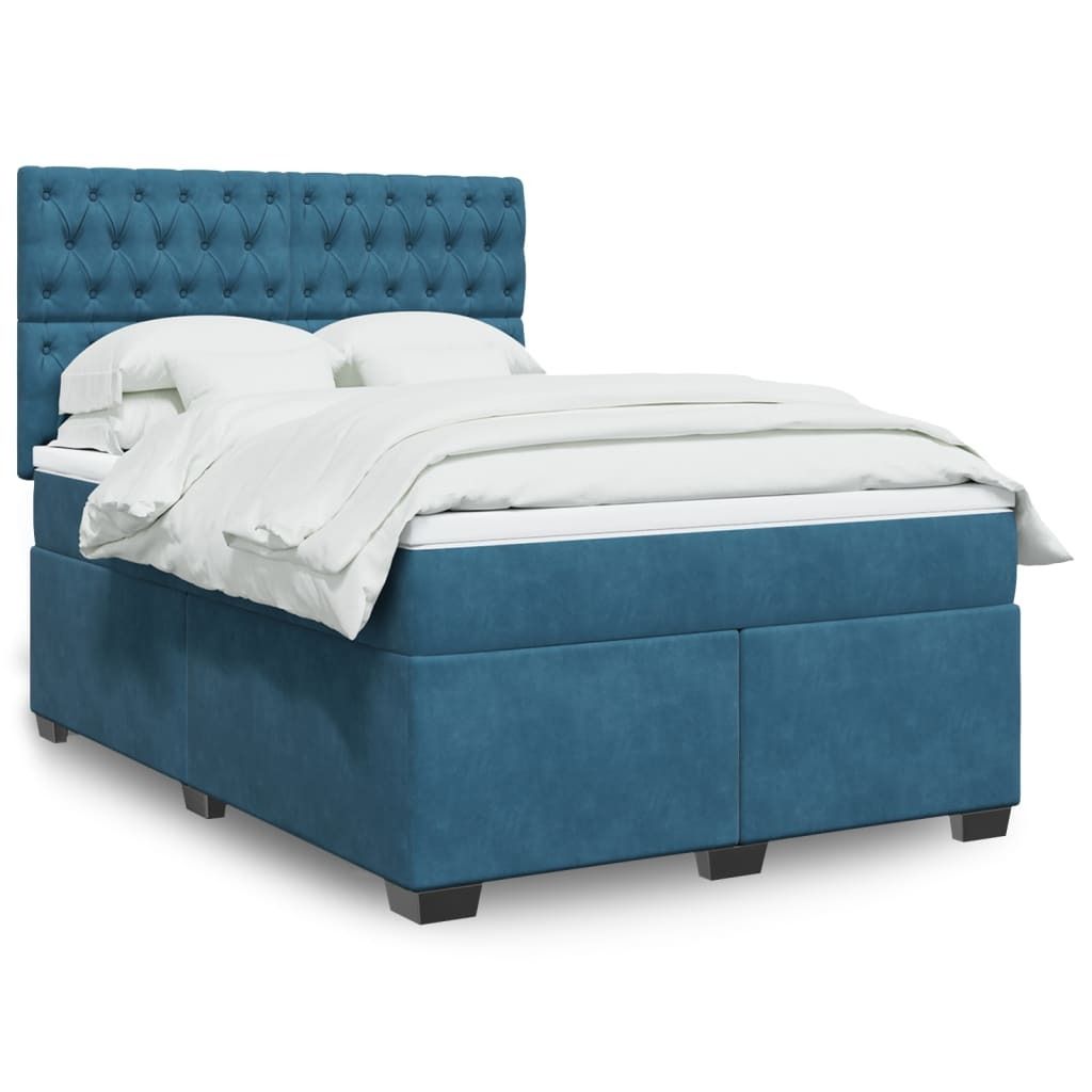 Maison Exclusive - Boxspringbett mit Matratze Blau 160x200 cm Samt