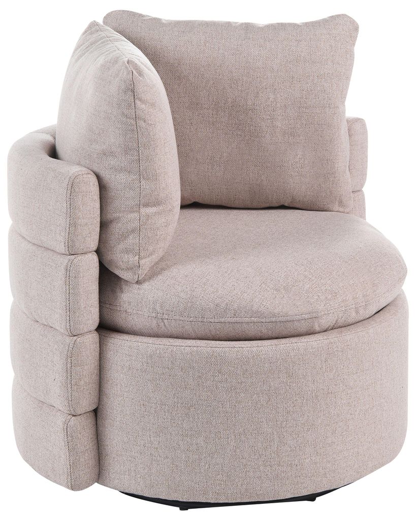 BELIANI Sessel Beige Stoff Gepolstert mit Drehfunktion Drehbar Stauraum Modernes Design Wohnzimmer Esszimmer Drehsessel Polstersessel Stoffsessel