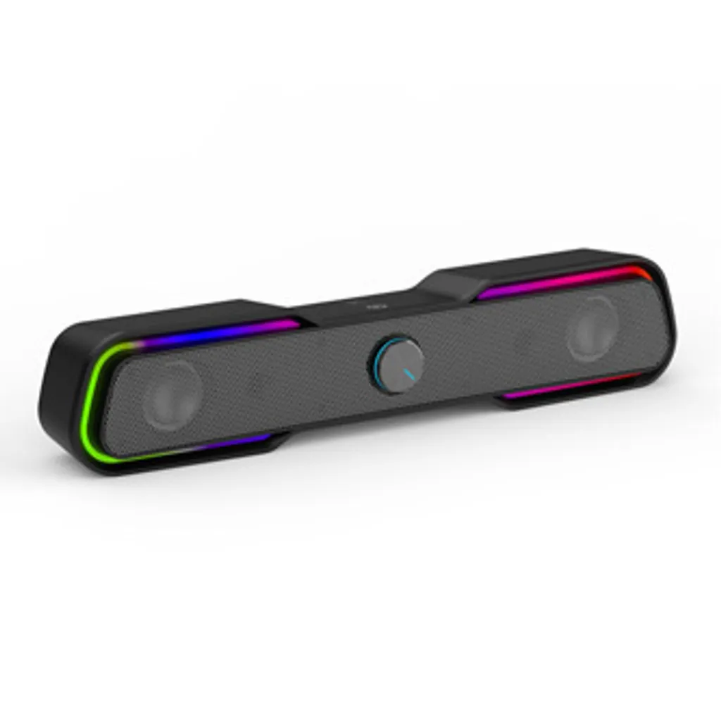 HP Soundbar DHE-6002, 2.0, 6W, nero, controllo del volume, da tavolo, jack da 3,5 mm (USB), retroilluminato, 300Hz-20KHz