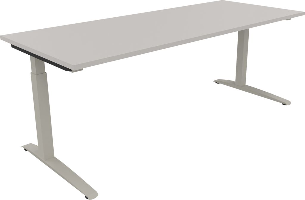 Schreibtisch Kufe Einzels. Quadrat B2000xT800xH650-850 si/Lichtgrau