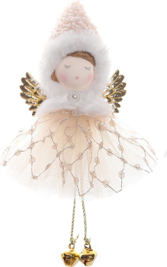Weihnachtsengel Mädchen Hängende Dekoration Goldener Flügel Plüsch Spitzhut Pailletten Weihnachtsbaum Mädchen Puppe Anhänger Kinder Party Ges...