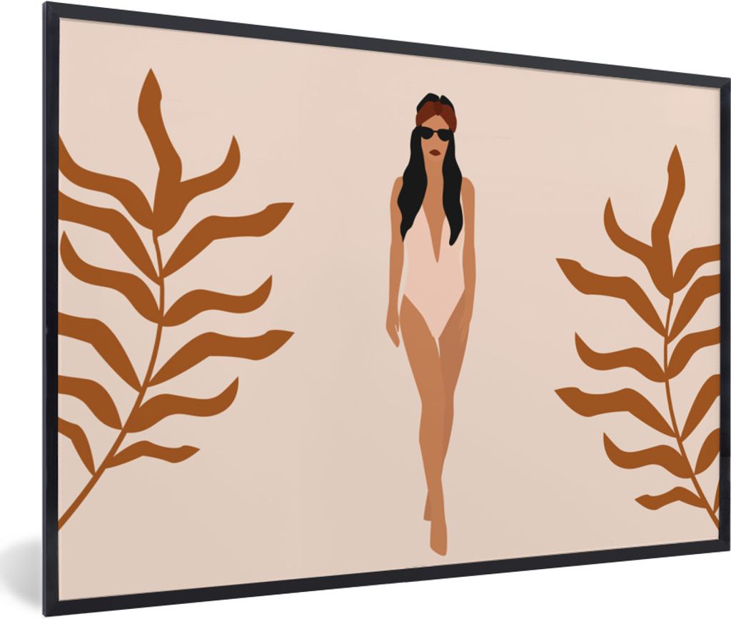 MuchoWow Gerahmtes Poster Sommer - Badeanzug - Pastell 30x20 cm - Poster mit Schwarzem Bilderrahmen Wandposter Rahmen Foto Bilder - Kunstdruck - ...