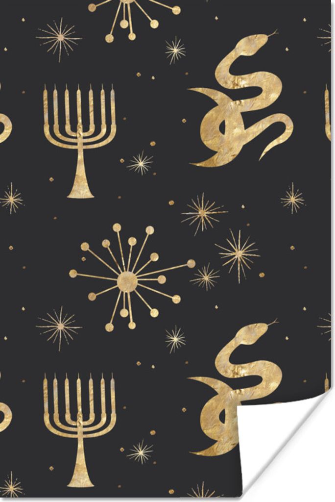 MuchoWow Poster Muster - Spirituell - Gold 80x120 cm - Papierdruck