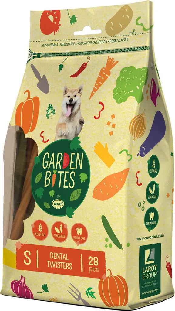 28 pezzi Garden Bites Dental Twisters - dimensioni: circa 13x1 cm ciascuno - in busta salvafreschezza - 6